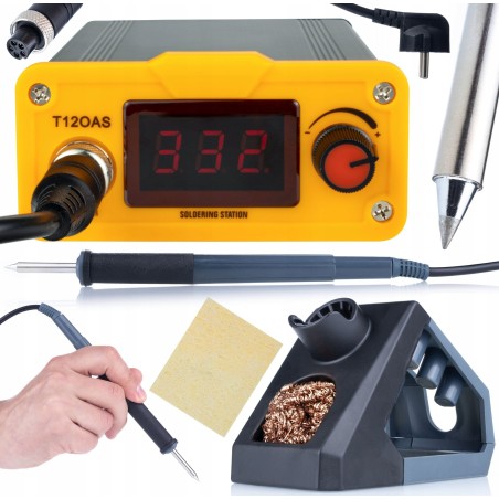 Rosfix Lötstation für T12-Spitzen mit integriertem Heizelement + 2x BC4 D24-Spitzen + Unterlage