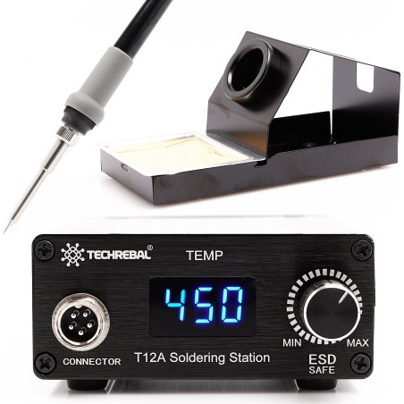 Set: Techrebal T12 75-W-Lötstation mit 3 Lötspitzen + Zubehör