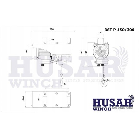 Husar Elektrische Seilwinde BST P 150/300 kg