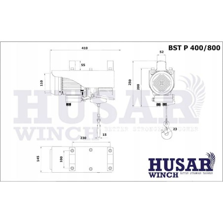 Husar Elektrische Seilwinde BST P 400/800 kg