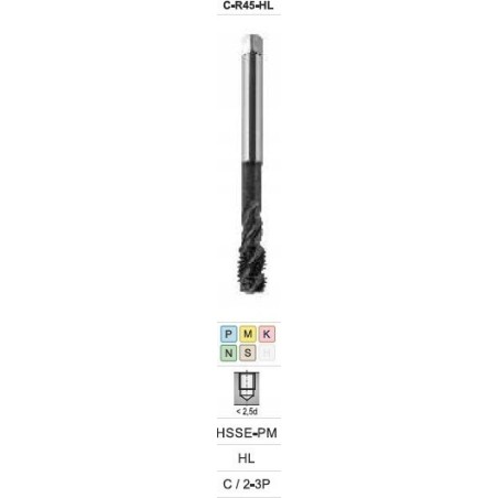 Fanar Gewindebohrer M20 DIN-376C R45 (6H) HSSE-PM HL MASTERTAP