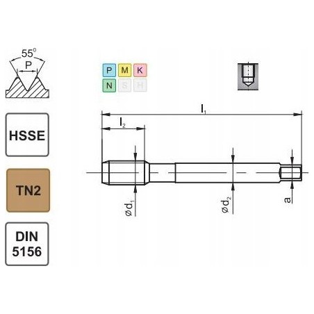 Fanar Gewindebohrer G 1/4" DIN-5156C R40 HSSE TIN 800X