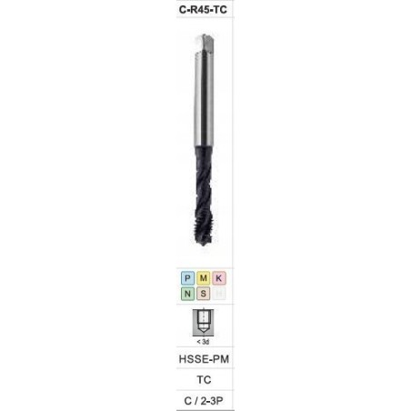 Fanar Gewindebohrer M16 DIN-376C R45 (6H) HSSE-PMS TICN S-NC