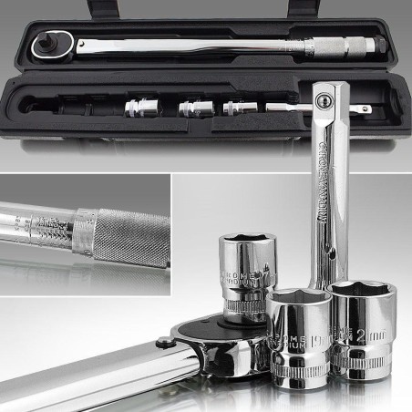 Bituxx Drehmomentschlüssel mit Ratsche 1/2" + Steckschlüsseleinsätze 17, 19, 21 mm
