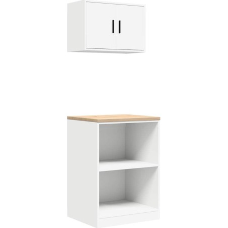Garagenschränke, 2 Stück, weißes Leimholz