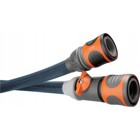 Gardena GARDENA Textilschlauch Liano Xtreme 1/2", 10-Meter-Set + Innenadapter + Tasche (dunkelgrau/orange, Modell 2023, inkl. Wasseranschluss)