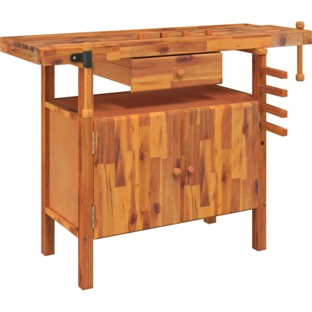 vidaXL vidaXL Arbeitstisch mit Schublade und Schraubzwingen, 124 x 52 x 83 cm, Akazie